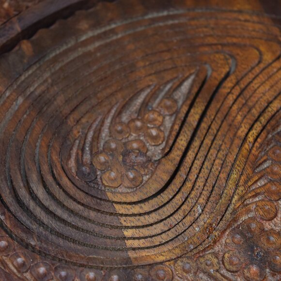 VTG Carved Wooden Collapsable Bowl/Basket Paisley Design Trays 3 Sections - Picture 10 of 13